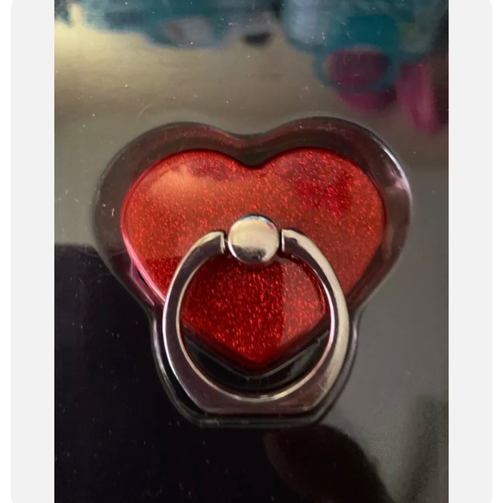 Primo Smartphone Ring Grip / Holder / Stand Sparkly Pink & Silver Heart